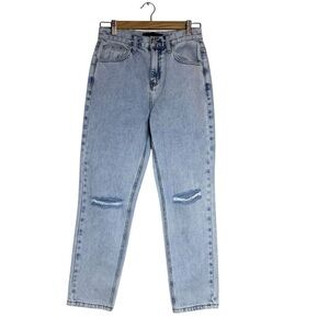 English Factory Anthropologie Ripped Knee Mom Jeans High Waist Denim